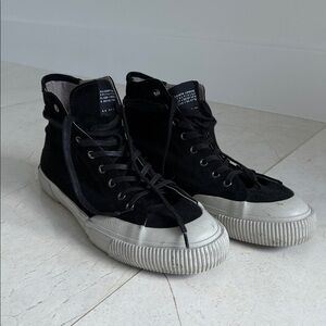 Men’s ALLSAINTS Dumont Black Suede High Top Trainers size 12